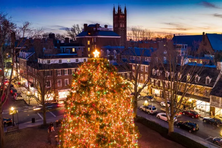 a view of a city at night