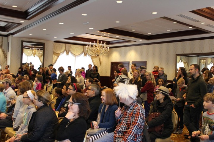 a group of people in a room