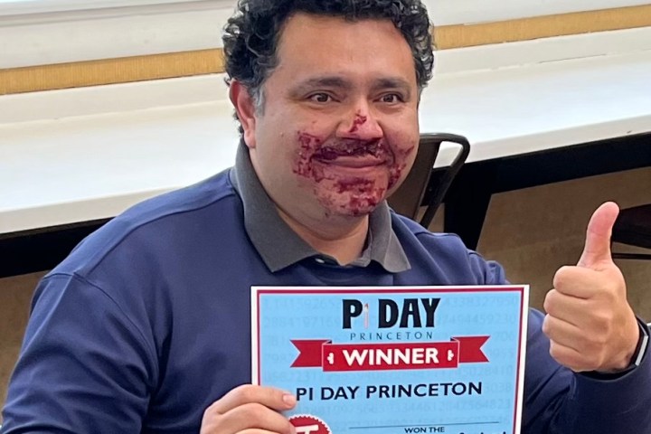 a man holding a sign