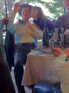 a group of people sitting at a table