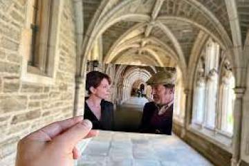 a close up of a brick building